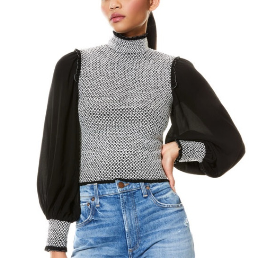 Alice + Olivia, Printed Mock Neck Crop Top, Size: S (worn once)